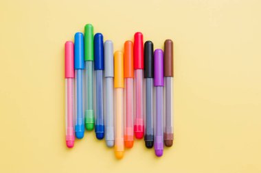 Many multi-colored felt-tip pens for creativity. Abstract, creative and education concept.