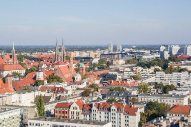 Wroclaw, Polonya, pazar meydanı, şehrin manzarası. Renkli şehir konsepti. Avrupa seyahati