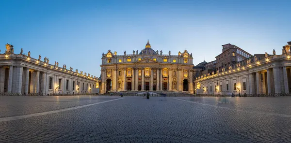 Panorama Piazza San Pietro Eller Peters Square Den Blå Timen – stockfoto