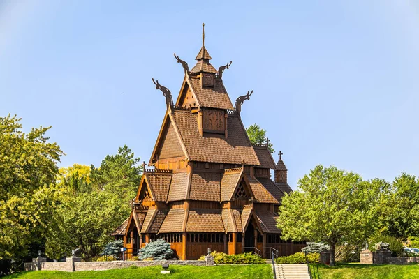 Stabkirche Norwegischen Designs Minot North Dakota Mit Einer Architektur Die — Stockfoto