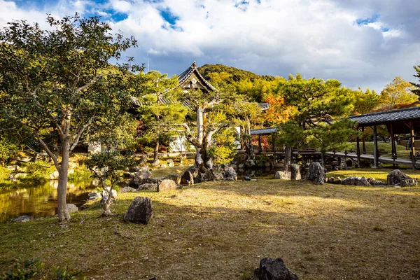 Традиционные Японские Здания Оттенком Осени Мягком Свете — стоковое фото