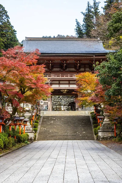 Lantern Lined Path Stairs Leading Kurama Dere Temple North Kyoto — Stock Photo, Image