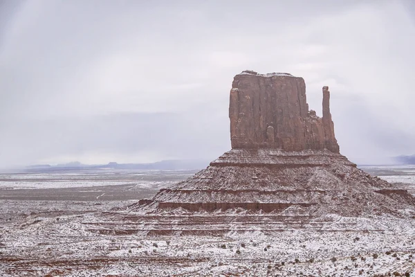 Classic Southwest Desert Landscape Snow Ground Monument Valle — Stock Photo, Image