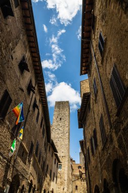 The towers of the small medieval hilltop town of San Gimignano in Tuscany, Italy, Europe.