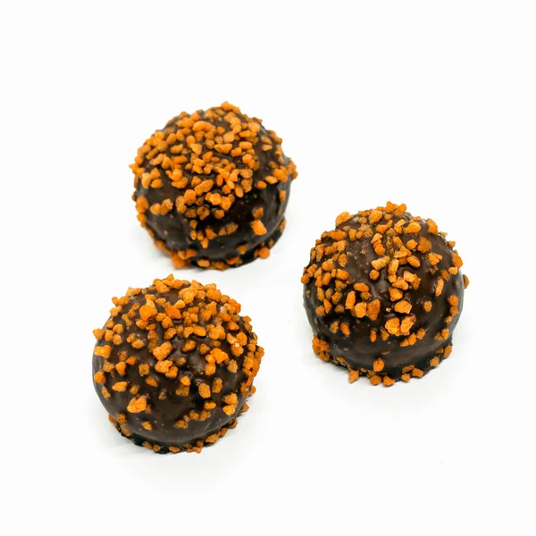 Csokoládé Narancs Pöttöm Sütemények Elszigetelt Fehér Háttér Csokoládé Cukorka — Stock Fotó