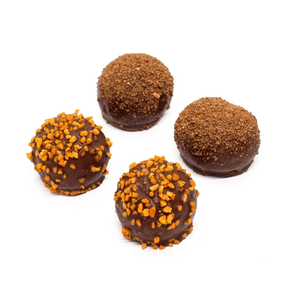 Två Typer Petit Fyra Kakor Isolerad Vit Bakgrund Choklad Godis — Stockfoto