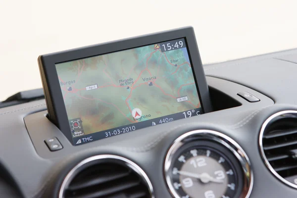 GPS system in dashboard over Spain — Stock Photo, Image