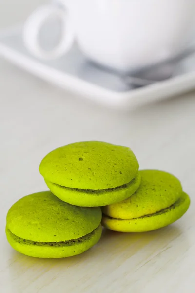 Mint marron cookies with chocolate cream — Stock Photo, Image