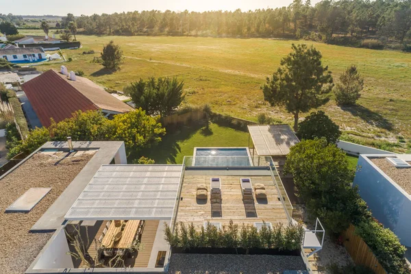 Modern Villa Med Pool Och Altan Med Inre Och Yttre — Stockfoto