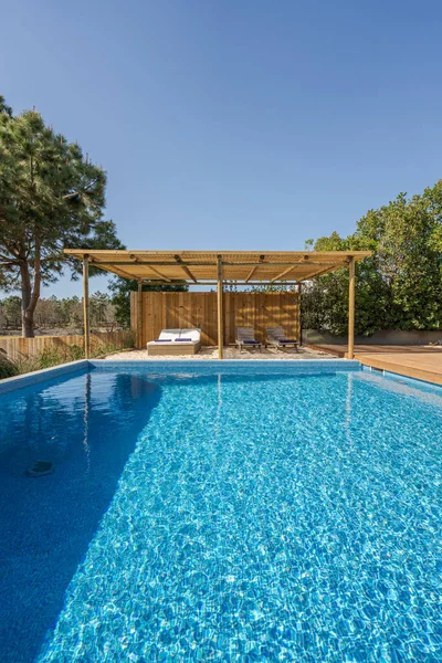 Modern Villa Med Pool Och Altan Med Inre Och Yttre — Stockfoto