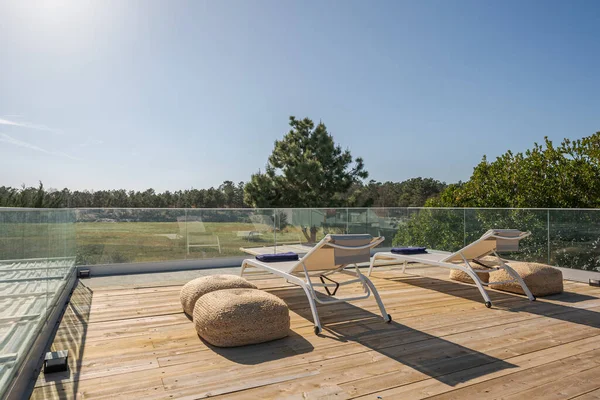 Modern Villa Med Pool Och Altan Med Inre Och Yttre — Stockfoto