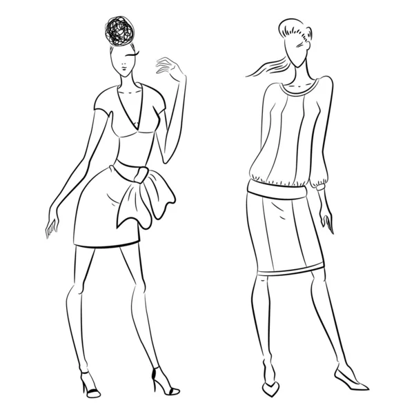 Skissen av kvinnor i olika poser — Stock vektor
