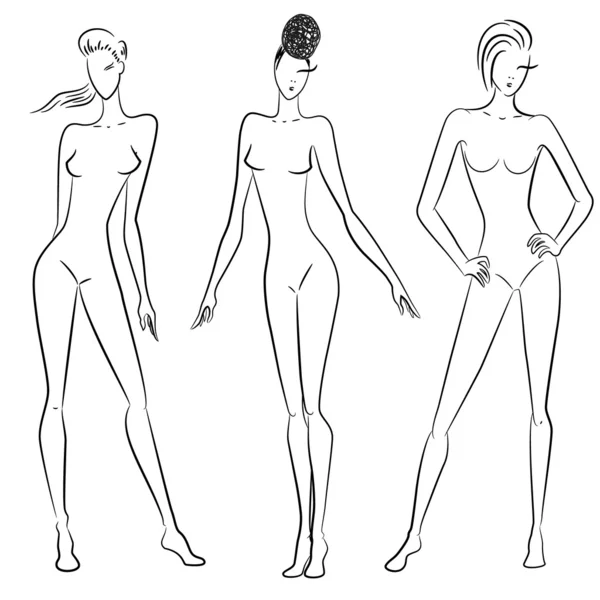 Le croquis des femmes dans différentes poses — Image vectorielle