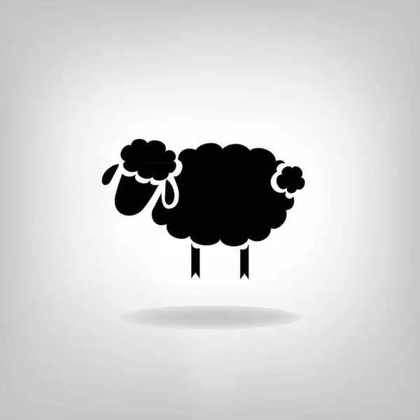 Silhouette nera di pecore su uno sfondo chiaro — Vettoriale Stock