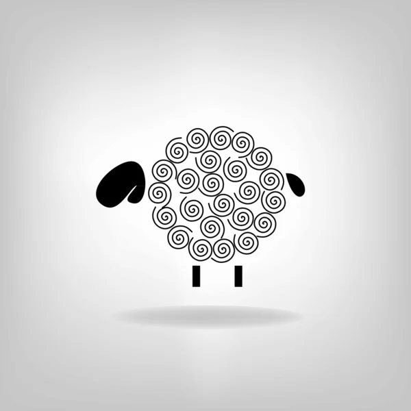 Black silhouette of sheep on a light background — Stock Vector