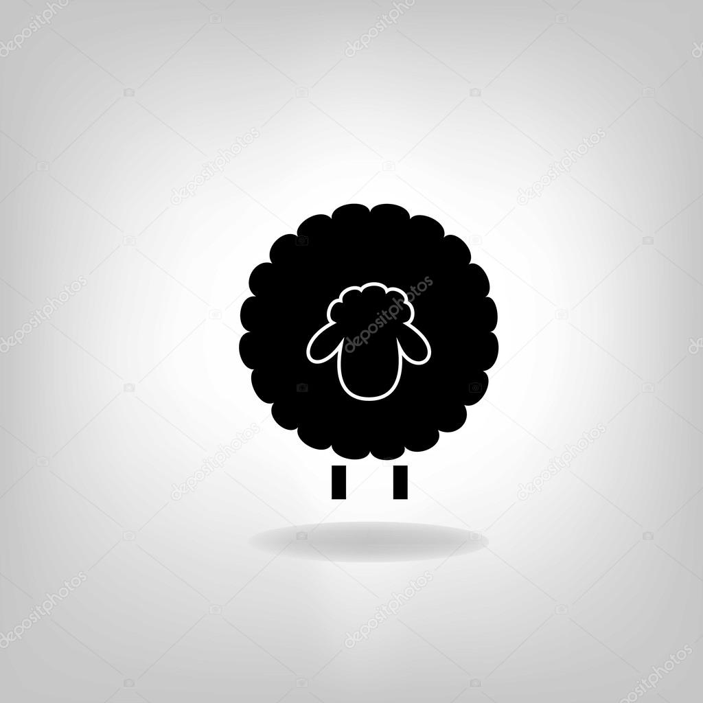 black silhouette of sheep on a light background