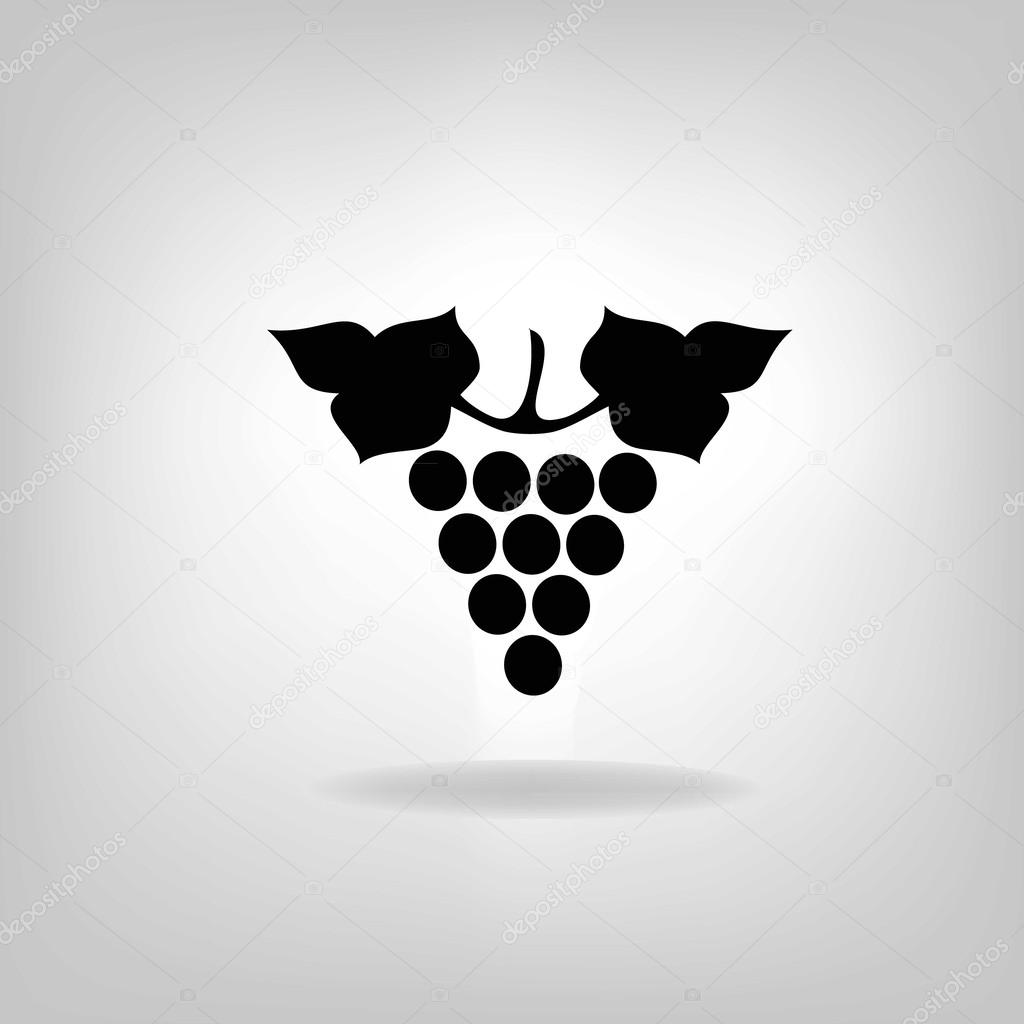 Black silhouette of grapes. Vector illustration.
