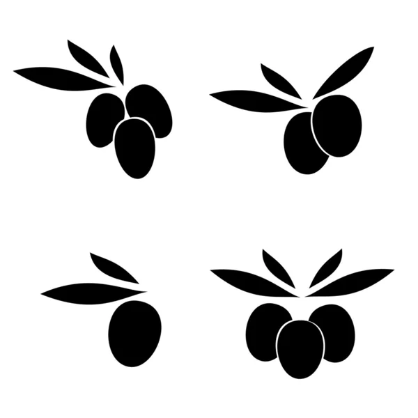 Oliva con hojas, etiqueta vectorial — Vector de stock