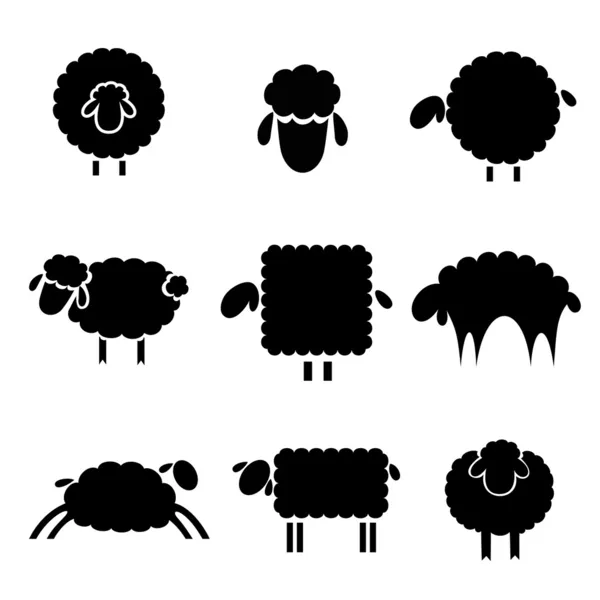 Silueta negra de ovejas sobre un fondo claro — Vector de stock