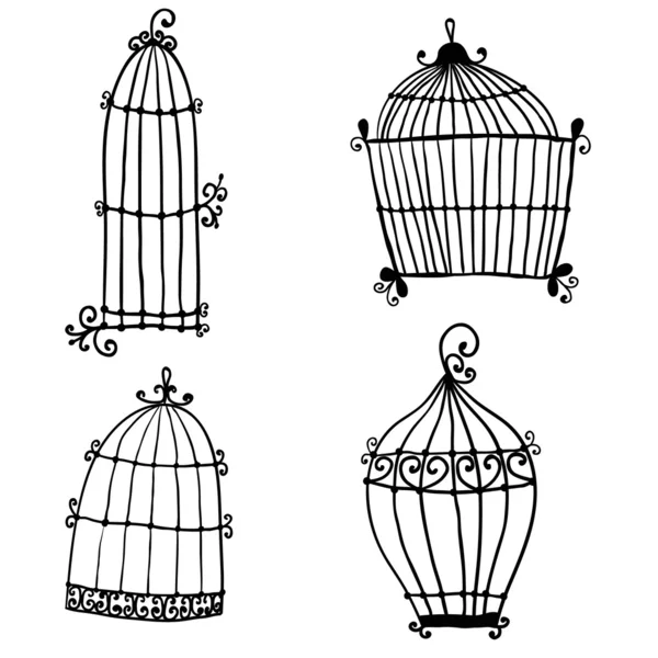 Set of doodle cages for birds — Stock Vector