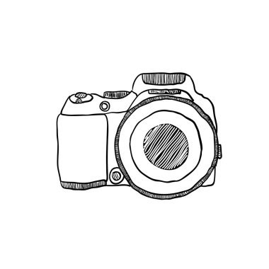 bir fotoğraf makinesi el ile çizilmiş kroki