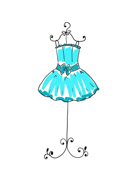 Vestido azul en una percha — Vector de stock