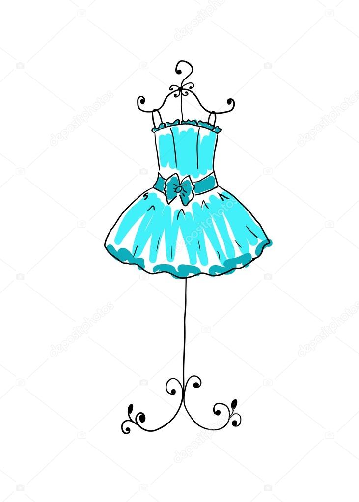 Blue dress on a hanger