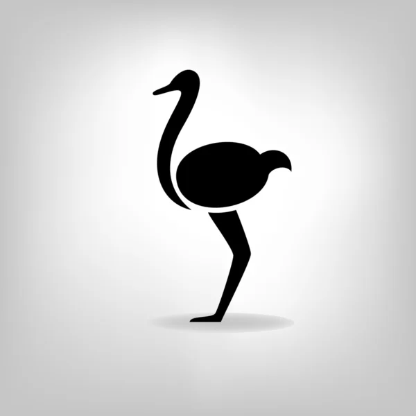 The black stylized silhouette of an ostrich — Stock Vector