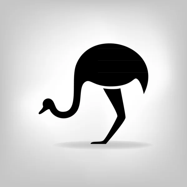The black stylized silhouette of an ostrich — Stock Vector