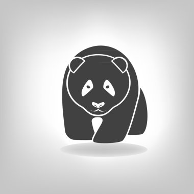 Panda etiket - vektör çizim gri