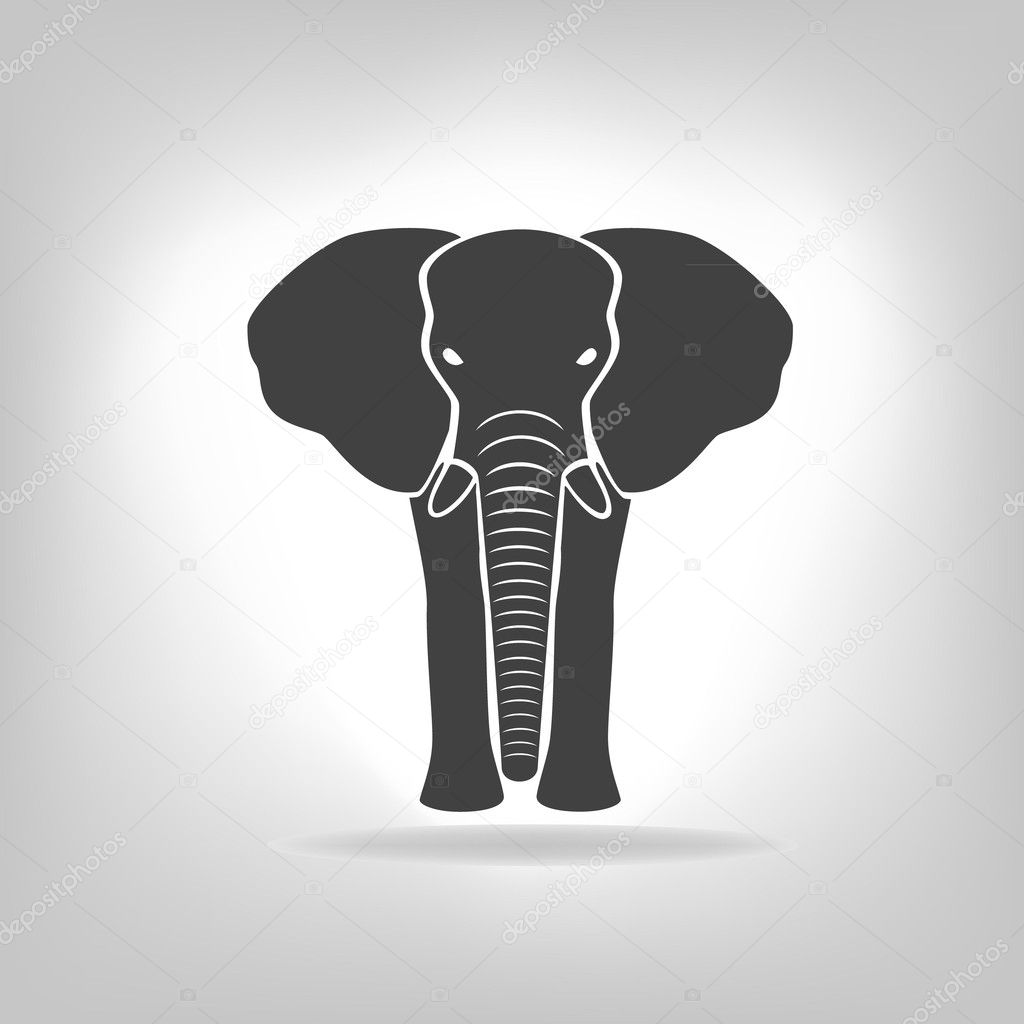 gray emblem of an elephant on a light background