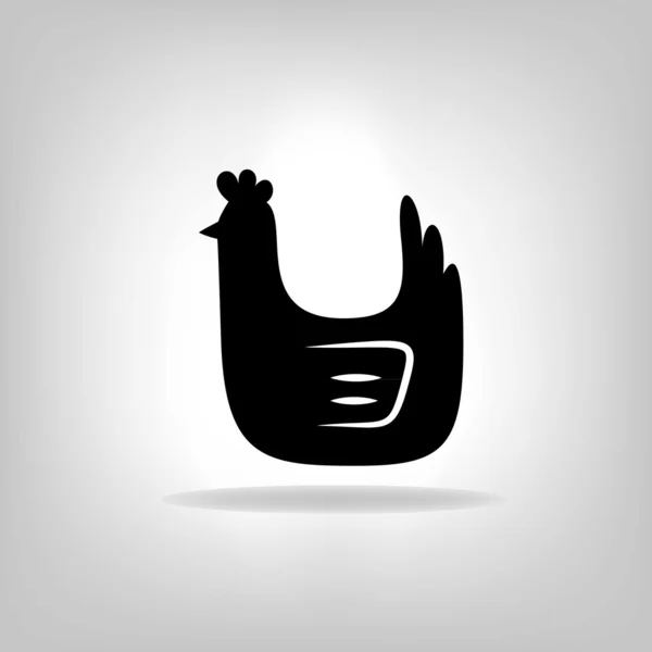 El pollo estilizado negro sobre un fondo blanco — Vector de stock