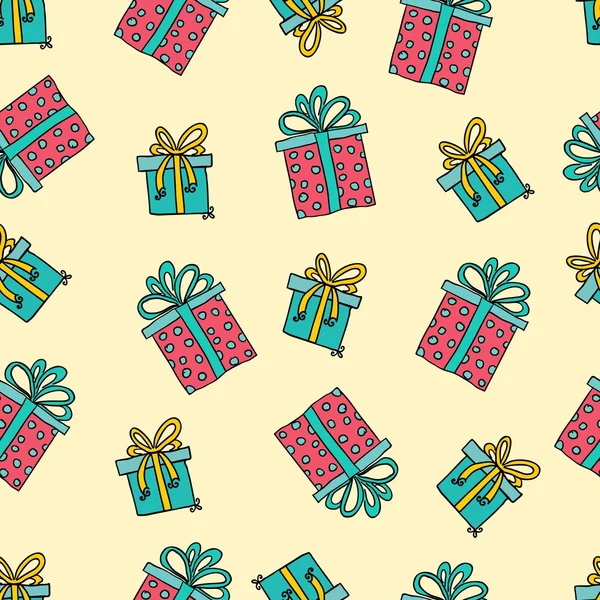 Naadloos patroon met geschenkdozen — Stockvector