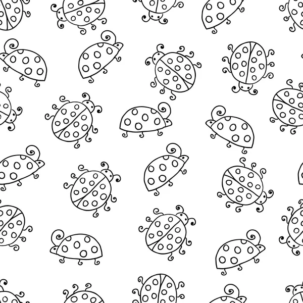 Nahtlose Lady Bug Illustration Hintergrund Muster — Stockvektor