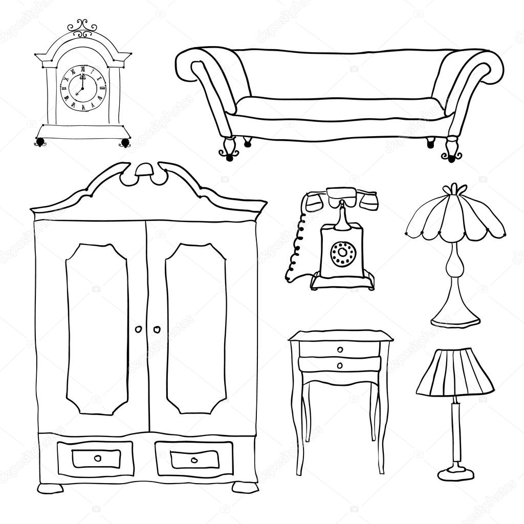 Conjunto de iconos de vector para sala de estar — Archivo Imágenes