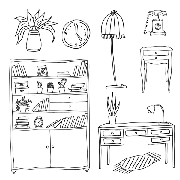 Muebles - Conjunto de elementos de diseño Ilustración de stock