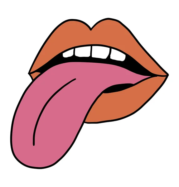 Ανοιχτό στόμα με γλώσσα στο ρετρό στυλ της δεκαετίας του '60,' 70. — Διανυσματικό Αρχείο