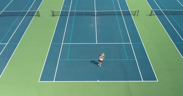 Two Tennis Players Rally Each Other Park District Tennis Court — Stock Video