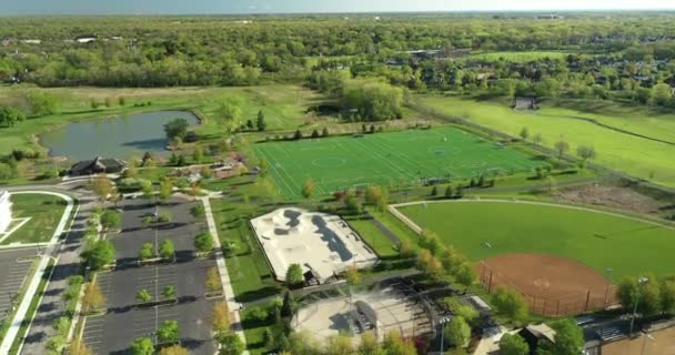 Vista Aérea Complexo Playfield Multi Uso Com Campos Futebol Lacrosse — Vídeo de Stock