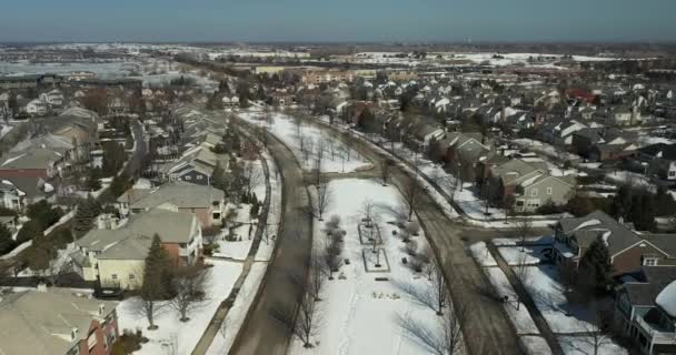 Letecký Pohled Čtvrť Domy Městskými Domy Zimě — Stock video