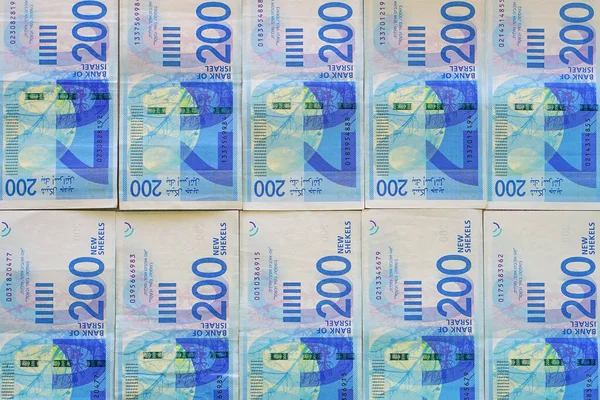 Nové Izraelské Bankovky Bankovky Zblízka 200 Šekelů Nová Izraelská Šekelová — Stock fotografie