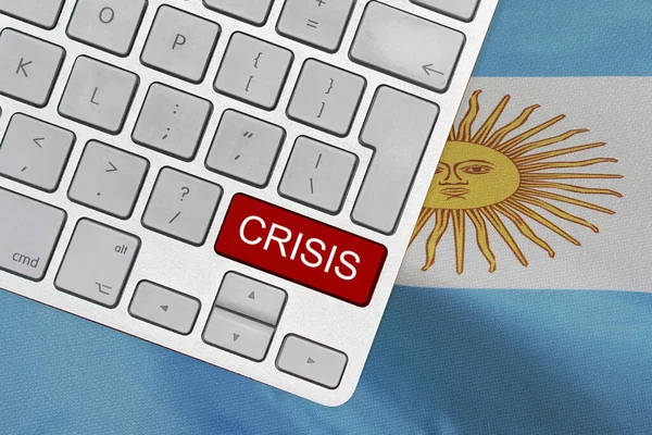 Vit Dator Tangentbord Med Röd Knapp Med Ord Kris Argentina — Stockfoto