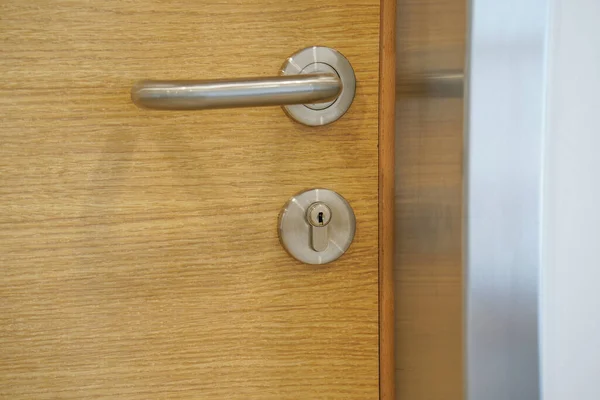 Detail Door Lock Doorknob Modren Style Door Handle Close Natural — ストック写真