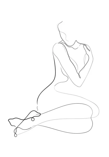 Line Art Naked Woman One Line Drawing White Isolated Background — Stock Photo, Image