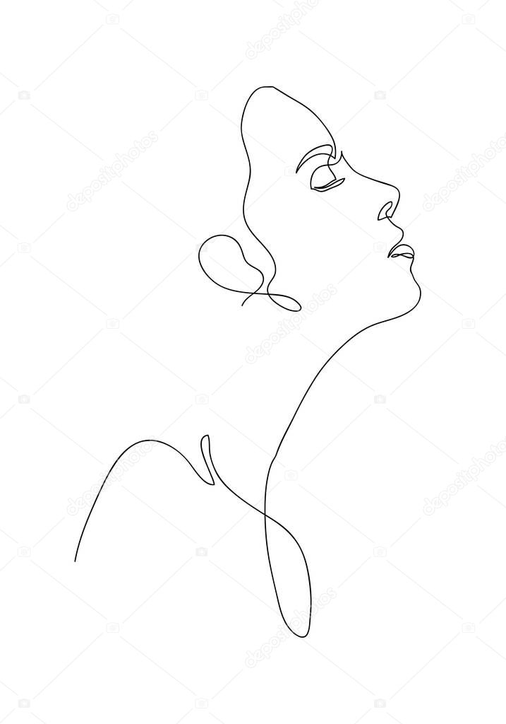 Continuous line Naked woman or one line drawing on white isolated background. fashion concept, woman beauty minimalist, illustration of a beautiful nude figure.