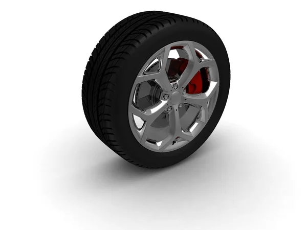 Wheel with Red hub — Stock Photo, Image