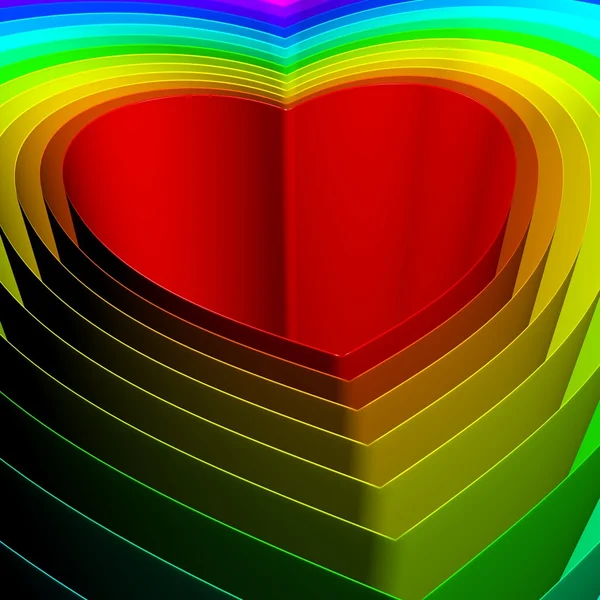 Corações coloridos. Cores do arco-íris. Tópico moderno . — Fotografia de Stock