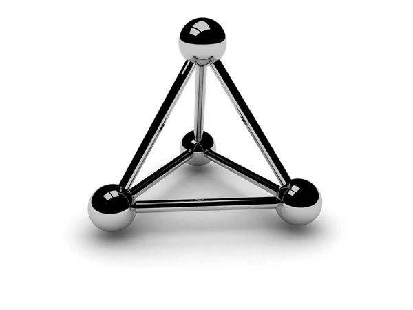 3d atom model. Chromed metal. 3d render. — Stock Photo, Image