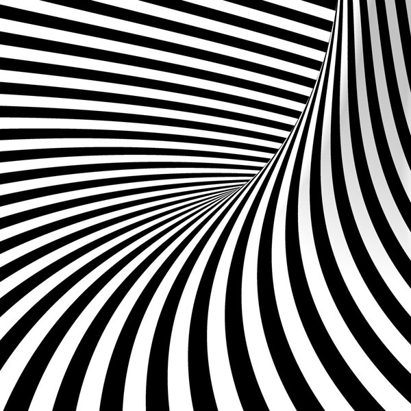 Black and white background. Abstract tunnel.