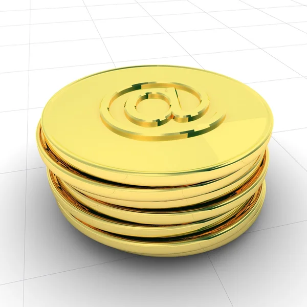 Stack av mynt med ursprungliga e-symbolen — Stockfoto